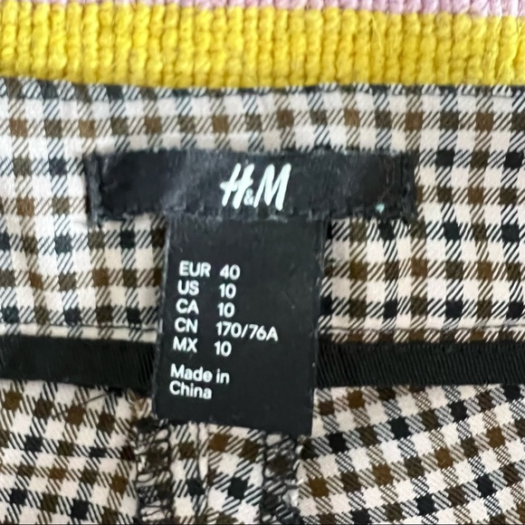 Cute H&M Print Pants • Size 10 • EUC • brown, black, cream tiny plaid print - Picture 6 of 6